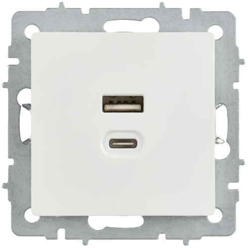 BRITE Розетка USB A+C 45Вт высокоскоростная зарядка РЮ11-2-БрБ белый IEK BRITE Розетка USB A+C 45Вт высокоскоростная зарядка РЮ11-2-БрБ белый IEK