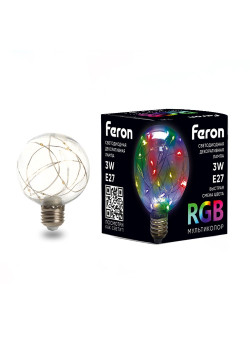 Лампа светодиодная Feron LB-381 E27 3W 230V RGB смена цвета