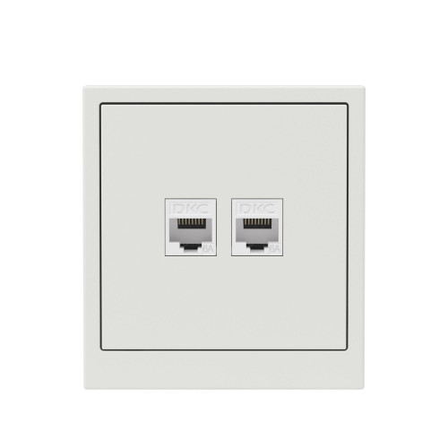 Компьютерная розетка RJ-45 без шторки, кат.6А двойная, KANT, белый песок