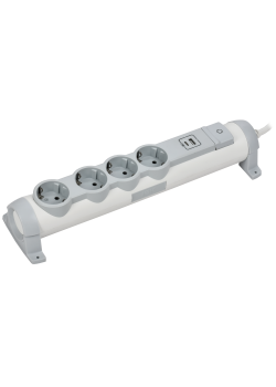 COMFORT Удлинитель У04К 4 места 2P+PE 1,5м 3х1,5мм2 16А USB A+C 20Вт белый IEK