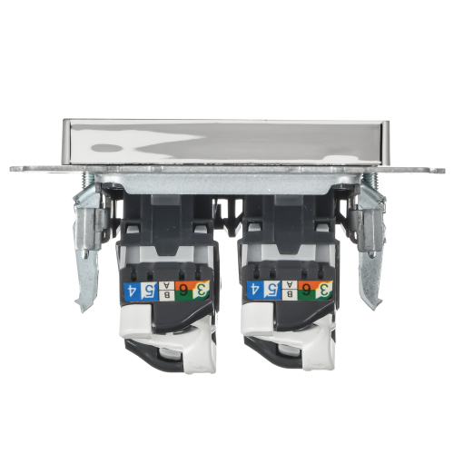 BRITE Розетка компьютерная двойная RJ45 кат.5E РК10-2-БрГН металл хром/никель IEK
