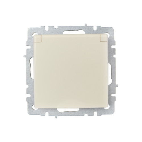 BRITE Розетка 1-местная с заземлением с защитными шторками и крышкой 16А IP20 РСбш10-3-БрКр бежевый IEK BRITE Розетка 1-местная с заземлением с защитными шторками и крышкой 16А IP20 РСбш10-3-БрКр бежевый IEK
