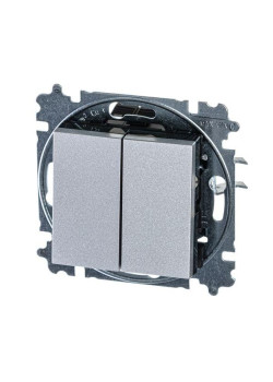 Переключатель 2-кл. СП Levit IP20 серебр./дым. черн. ABB 2CHH595245A6070