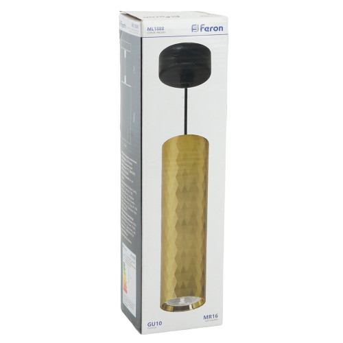 Светильник потолочный Feron ML1888 Barrel PRISM levitation на подвесе MR16 35W, 230V, чёрный, золото 55*200 Светильник потолочный Feron ML1888 Barrel PRISM levitation на подвесе MR16 35W, 230V, чёрный, золото 55*200