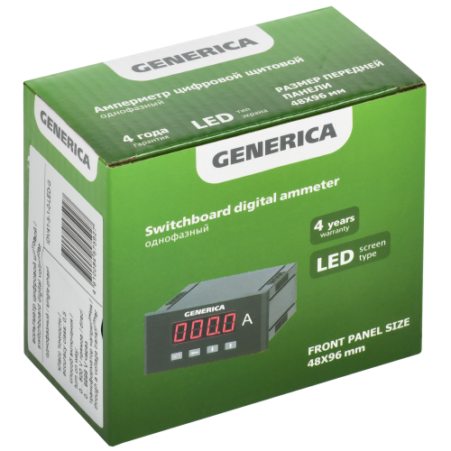 Вольтметр цифровой щитовой однофазный 48х96мм LED GENERICA Вольтметр цифровой щитовой однофазный 48х96мм LED GENERICA