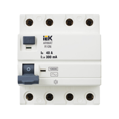 ARMAT Выключатель дифференциального тока R10N 4P 40А 300мА тип AC IEK ARMAT Выключатель дифференциального тока R10N 4P 40А 300мА тип AC IEK