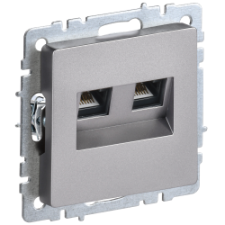 BRITE Розетка компьютерная двойная RJ45 кат.5E РК10-2-БрС сталь IEK