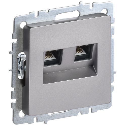 BRITE Розетка компьютерная двойная RJ45 кат.5E РК10-2-БрС сталь IEK