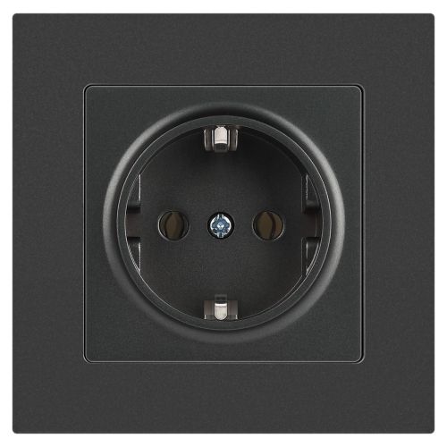Розетка 1-м СП Accent 6-202-07 16А IP20 250В 2P+E Schuko графит Intro Б0063697 Розетка 1-м СП Accent 6-202-07 16А IP20 250В 2P+E Schuko графит Intro Б0063697