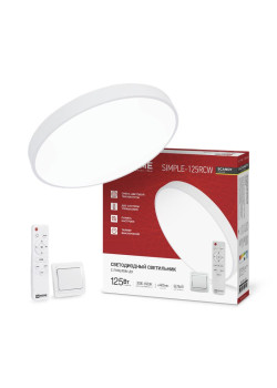 Светильник светодиодный SCANDY SIMPLE-125RCW 125Вт 3000-6500К 10000лм 230В 400х50мм с пультом ДУ бел. IN HOME 4690612062129
