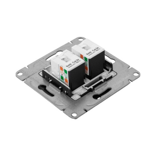 Механизм роз. RJ45 - 2шт, (cat5), чёрн. Эпика EKF Механизм роз. RJ45 - 2шт, (cat5), чёрн. Эпика EKF