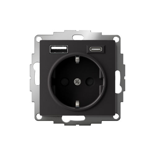 ATLASDESIGN РОЗЕТКА 16А c 2 USB A+С, 5В/2,4А/3,0А, 2х5В/1,5А, механизм, КАРБОН ATLASDESIGN РОЗЕТКА 16А c 2 USB A+С, 5В/2,4А/3,0А, 2х5В/1,5А, механизм, КАРБОН