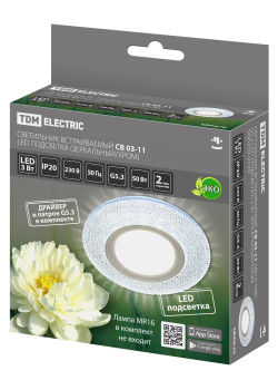 Светильник встраиваемый СВ 03-11 MR16 50Вт G5.3 LED подсветка 3 Вт зеркальный/хром TDM