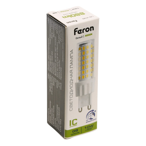 Лампа светодиодная диммируемая Feron LB-438 G9 10W 175-265V 4000K Лампа светодиодная диммируемая Feron LB-438 G9 10W 175-265V 4000K