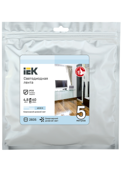 Лента светодиодная 5м LSR-2835W60-4,8-IP20-12В IEK