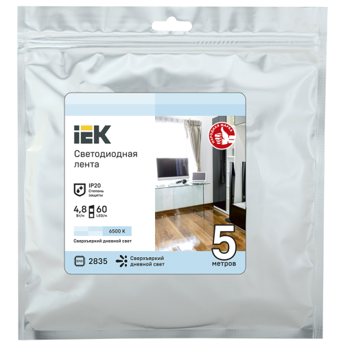 Лента светодиодная 5м LSR-2835W60-4,8-IP20-12В IEK