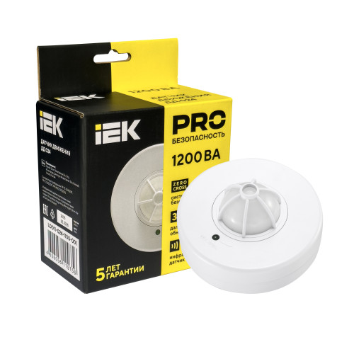 Датчик движения ДД-024 1100Вт 120-360град 6м IP33 белый IEK