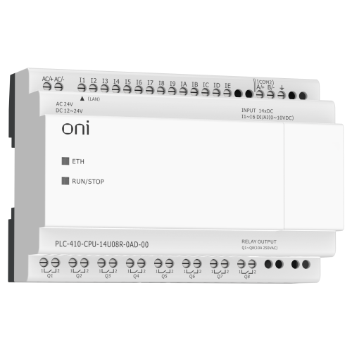 ПЛК 410 Модуль ЦПУ 8 DI 6 UI (0-10 В/DI) 8 RO 12В-24В DC или 24В AC с Ethernet портом без экрана ONI ПЛК 410 Модуль ЦПУ 8 DI 6 UI (0-10 В/DI) 8 RO 12В-24В DC или 24В AC с Ethernet портом без экрана ONI