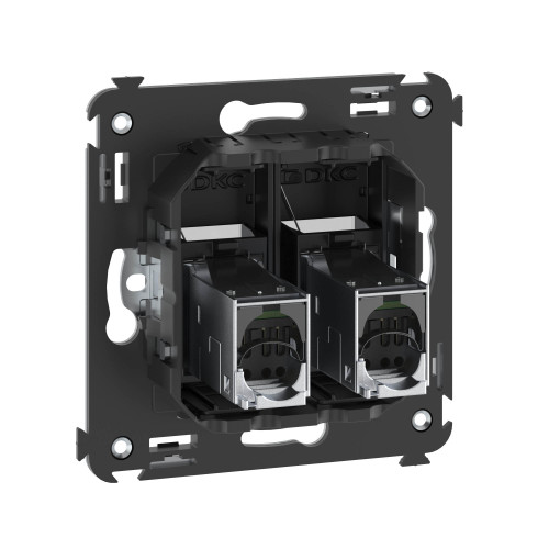 Компьютерная розетка RJ-45 в стену, кат.6 экранированная двойная, Avanti, черный матовый Компьютерная розетка RJ-45 в стену, кат.6 экранированная двойная, Avanti, черный матовый