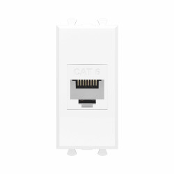 Компьютерная розетка RJ-45 без шторки модульная, кат.6, Avanti, белое облако, 1 модуль