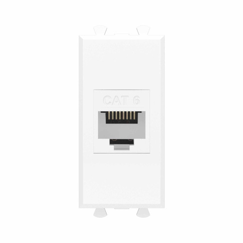 Компьютерная розетка RJ-45 без шторки модульная, кат.6, Avanti, белое облако, 1 модуль