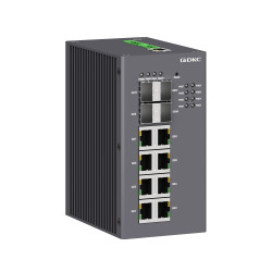 Промышленный управляемый коммутатор, с поддержкой PoE, 4×100Base-X,1000Base-X, 10/100/1000Base-T(X) SFP слота: 8×10/100/1000Base-T(X) RJ45PoE портов, 48В DC (18-57В DC), с резервированием