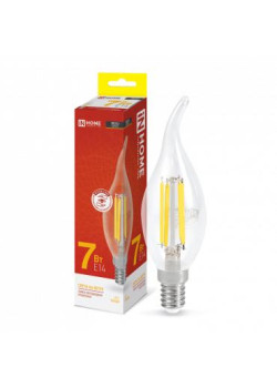 Лампа светодиодная LED-СВЕЧА НА ВЕТРУ-deco 7Вт свеча на ветру прозрачная 3000К тепл. бел. E14 810лм 230В IN HOME 4690612007663