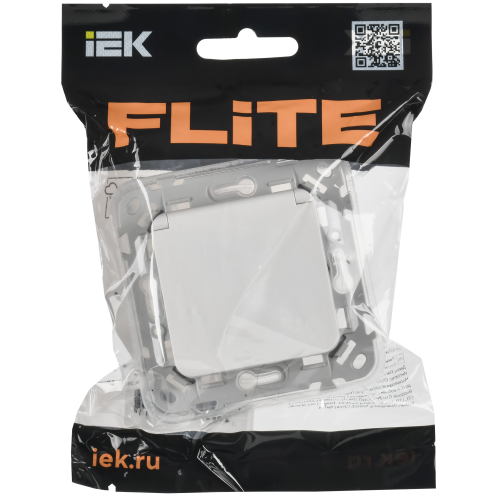 FLITE Розетка с заземлением с защитными шторками и крышкой безвинтовое крепление 16А IP44 РСшкр11-1-44-ФлЖ жемчуг IEK