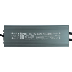 Трансформатор электронный для светодиодной ленты 300W 12V IP67 (драйвер), LB007 FERON