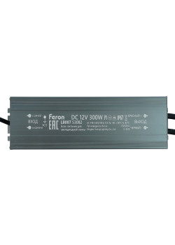 Трансформатор электронный для светодиодной ленты 300W 12V IP67 (драйвер), LB007 FERON