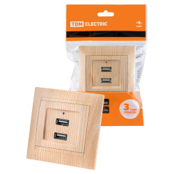 Розетка 2USB порт 2,1А 5В сосна 