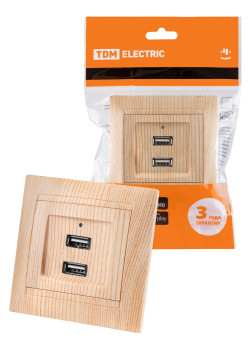 Розетка 2USB порт 2,1А 5В сосна 