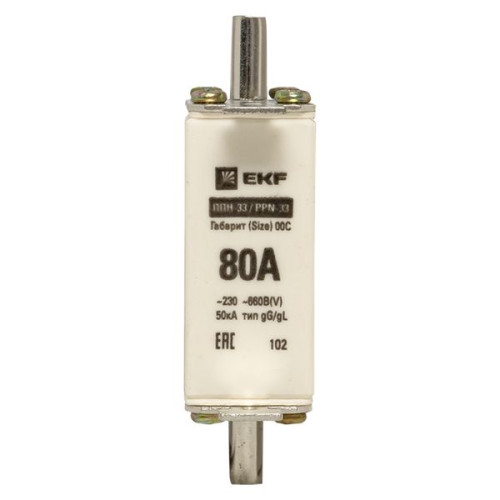 Плавкая вставка ППН-33 100/80А габарит 00С EKF Плавкая вставка ППН-33 100/80А габарит 00С EKF