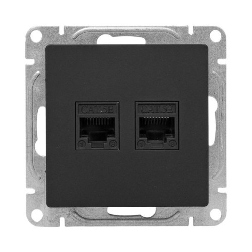 Механизм роз. RJ45 - 2шт, (cat5), чёрн. Эпика EKF Механизм роз. RJ45 - 2шт, (cat5), чёрн. Эпика EKF