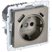 BRITE Розетка 1-местная с заземлением с защитными шторками 16А с USB A+C 18Вт РЮш11-1-БрШ шампань IEK
