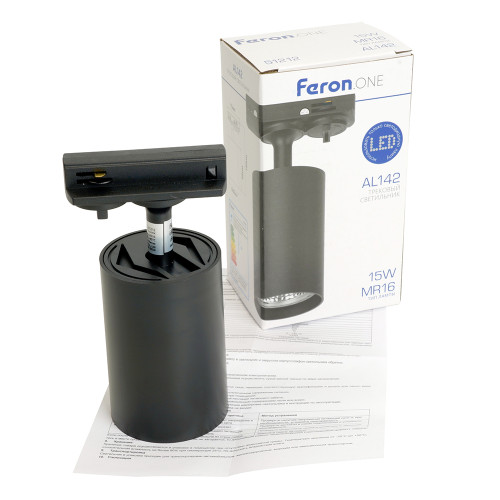 Светильник Feron.ONE AL142 трековый однофазный на шинопровод под лампу GU10, черный Светильник Feron.ONE AL142 трековый однофазный на шинопровод под лампу GU10, черный