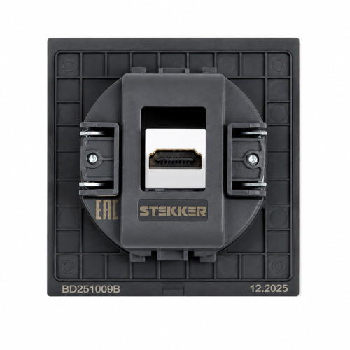 Розетка HDMI 2.0 Type A (механизм), STEKKER, серия Мия, RST00-3118-05, черный бархат Розетка HDMI 2.0 Type A (механизм), STEKKER, серия Мия, RST00-3118-05, черный бархат