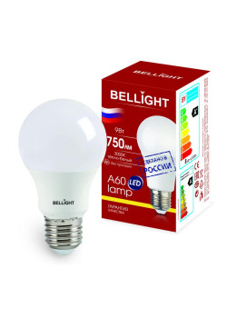Лампа светодиодная LED A60 220В 9Вт E27 750лм 3000К BELLIGHT 88297787