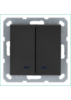 Выключатель 2-кл. 10А IP20 с подсветкой механизм антрацит Jasmart G3023NB