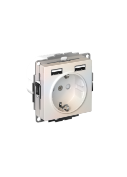 ATLASDESIGN РОЗЕТКА 16А c 2 USB A+A, 5В/2,4А, 2х5В/1,2А, механизм, ЖЕМЧУГ
