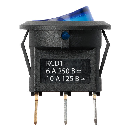 Выключатель клавишный круглый MIRS-101-3-B 250В AC/DC, 1P, 6А, (3с), ON-OFF, черный корпус, синяя клавиша с LED подсветкой TDM Выключатель клавишный круглый MIRS-101-3-B 250В AC/DC, 1P, 6А, (3с), ON-OFF, черный корпус, синяя клавиша с LED подсветкой TDM