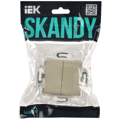 SKANDY Выключатель 2-клавишный 10А SK-V04B бежевый IEK SKANDY Выключатель 2-клавишный 10А SK-V04B бежевый IEK