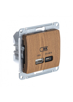 GLOSSA USB РОЗЕТКА A + тип-C 45Вт высокоскор.заряд. QC, PD, механизм, ДУБ