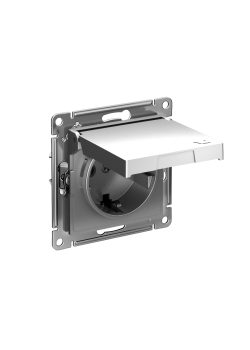 ATLASDESIGN РОЗЕТКА с заземлением со шторками с крышкой,16А,IP20, мех.,быстрозажим. клем., СТАЛЬ