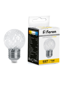 Лампа-строб Feron LB-377 Шарик прозрачный E27 1W 230V 2700K