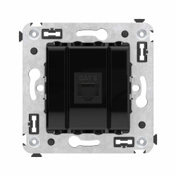 Компьютерная розетка RJ-45 без шторки в стену, кат.6 одинарная, Avanti, черный квадрат