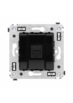 Компьютерная розетка RJ-45 без шторки в стену, кат.6 одинарная, Avanti, черный квадрат