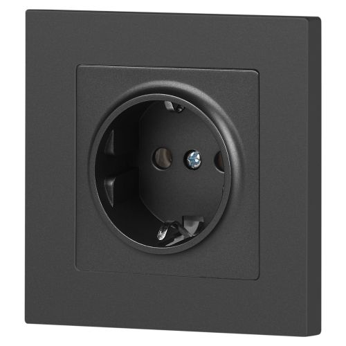 Розетка 1-м СП Accent 6-202-07 16А IP20 250В 2P+E Schuko графит Intro Б0063697 Розетка 1-м СП Accent 6-202-07 16А IP20 250В 2P+E Schuko графит Intro Б0063697