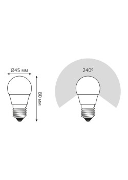 Лампа светодиодная Black 7Вт P45 шар 4100К нейтр. бел. E27 550лм шаг. диммир. GAUSS 105102207-S