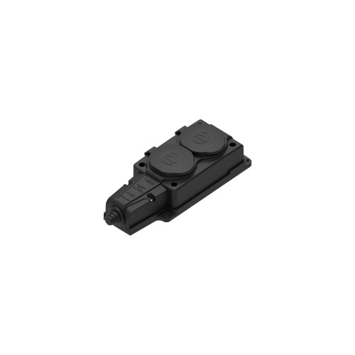 MULTISET Колодка 2х розетка 2К+З каучуковая 16 А/250 В IP44 ЧЁРНАЯ